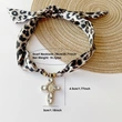 Black & Leopard Cross Scarf Necklace  