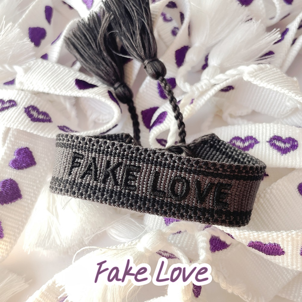 Fan-made BTS inspired Bracelets Saying FAKE LOVE | SPRING DAY | I PURPLE YOU | BOY WITH LUV