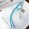  Ocean Vibes Braided Cord Bag Charm, Beach-Themed Keychain with Starfish, Shell & Sea Charms, Cute Purse Backpack Pendant