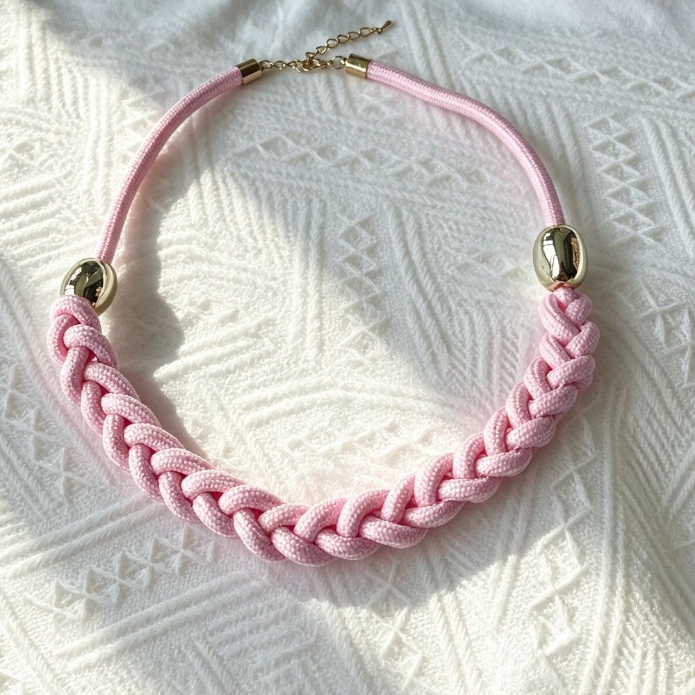 Handmade Textile Necklace for Women Rope Choker Necklace Adjustable Statement Jewelry Gift