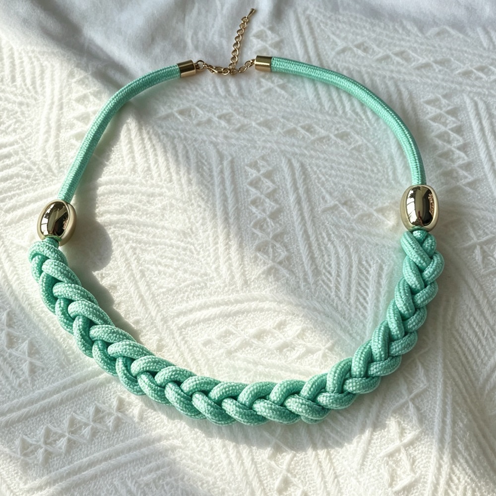 Handmade Textile Necklace for Women Rope Choker Necklace Adjustable Statement Jewelry Gift