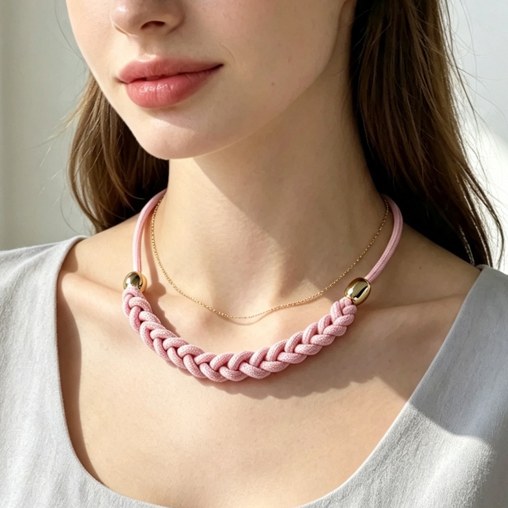 Handmade Textile Necklace for Women Rope Choker Necklace Adjustable Statement Jewelry Gift