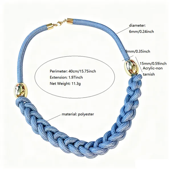 Handmade Textile Necklace for Women Rope Choker Necklace Adjustable Statement Jewelry Gift