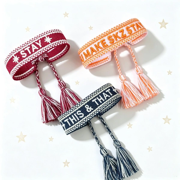 Fan-made STRAY KIDS inspired Adjustable Tassel Bracelets Saying SKZ, STAY, YOU MAKE STRAY KIDS STAY
