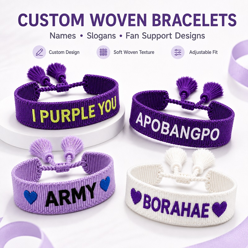 Custom Adjustable Bracelet with Embroidered Text Slogans for Concerts, Inspired By BTS x ARMY