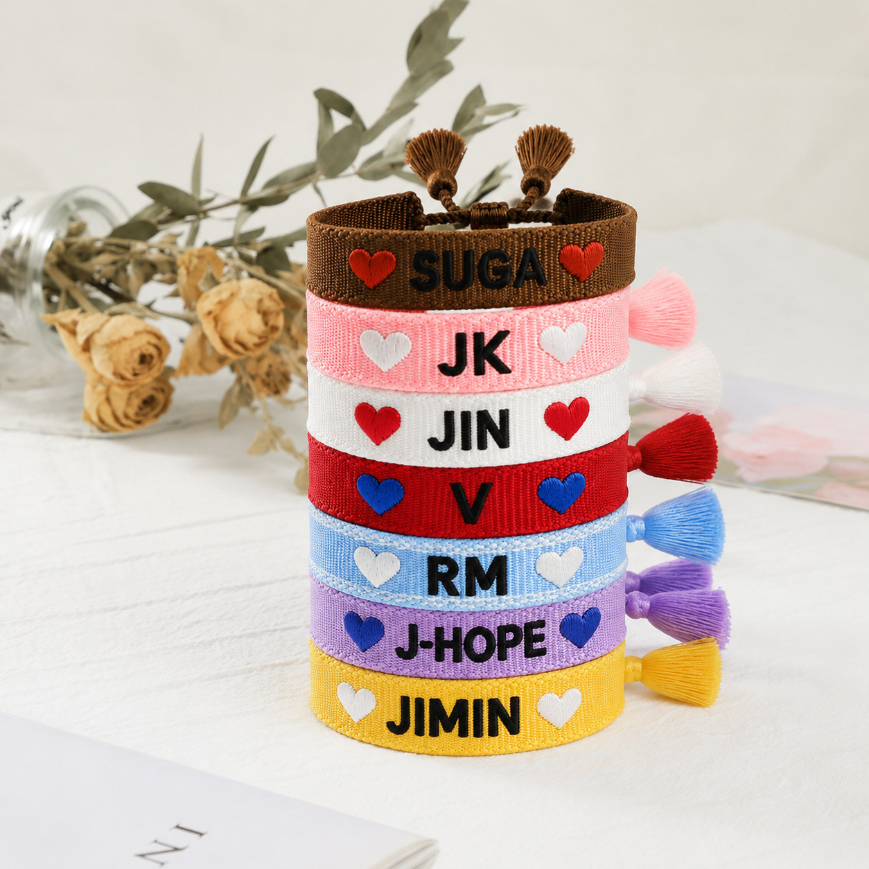 Custom Adjustable Bracelet with Embroidered Text, Slogans for Concerts, Inspired By BTS x ARMY