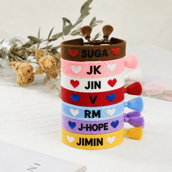 Custom Adjustable Bracelet with Embroidered Text, Slogans for Concerts, Inspired By BTS x ARMY