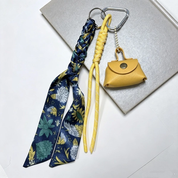 Printed Scarf and Mini Bag Pendant Keychain Creative Bag Charm Gifts for 2026 Autumn Winter