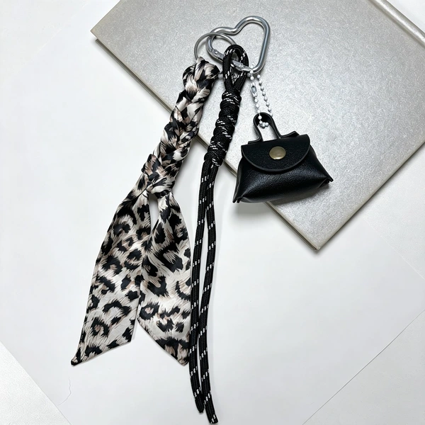 Printed Scarf and Mini Bag Pendant Keychain Creative Bag Charm Gifts for 2026 Autumn Winter