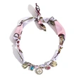 Bandana Pendant Necklace – Pink Bee Scarf with Charms, 4 in 1 Bandana Necklace, Bracelet, Hat Band, Bag Charm