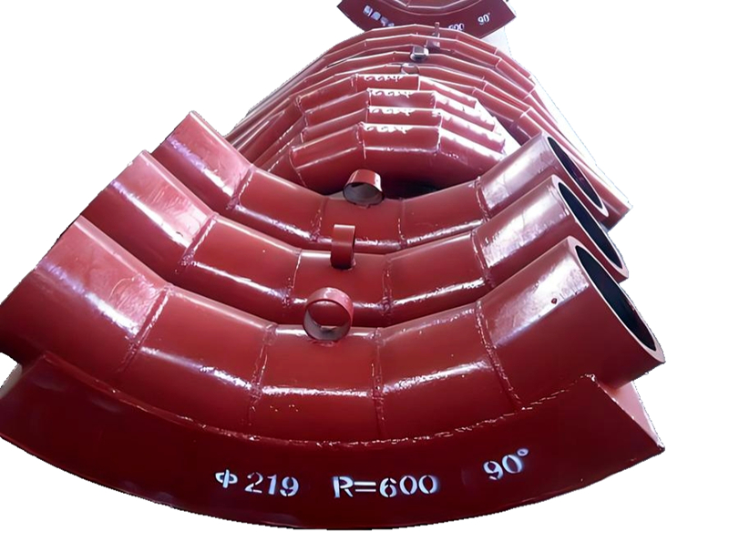  Wear-resistant steel pipes and elbows is lined insid