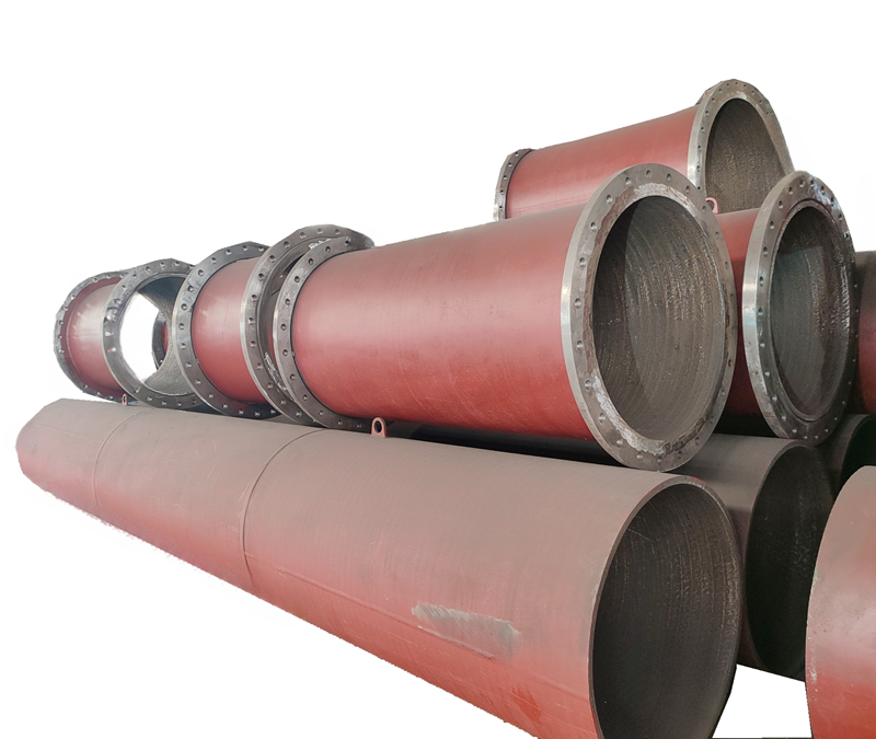  Wear-resistant steel pipes and elbows is lined insid