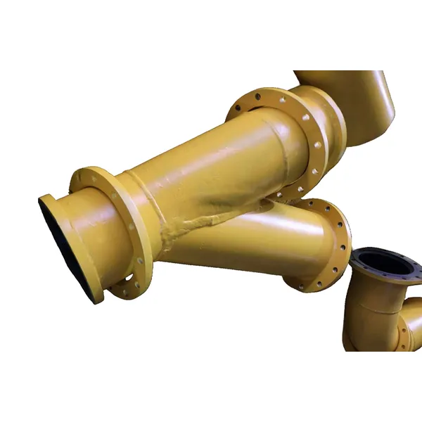  Wear-resistant steel pipes and elbows is lined insid