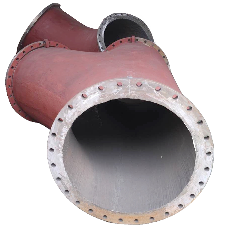  Wear-resistant steel pipes and elbows is lined insid