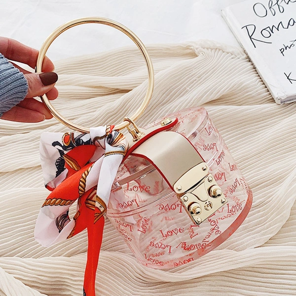 ラウンドアクリルイブニングバッグクラッチハンドバッグ-アクリルバッグカスタム 