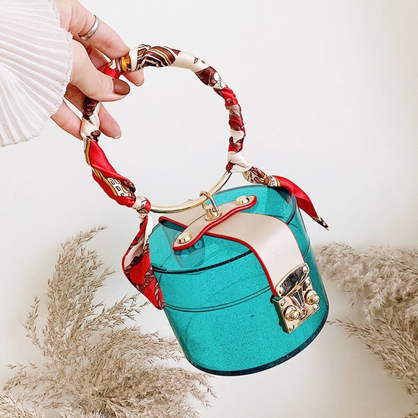 ラウンドアクリルイブニングバッグクラッチハンドバッグ-アクリルバッグカスタム 