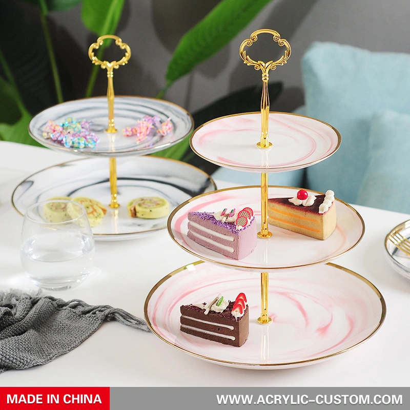 丸いマーブルケーキトレイスタンド-サービングトレイマーブル卸売 