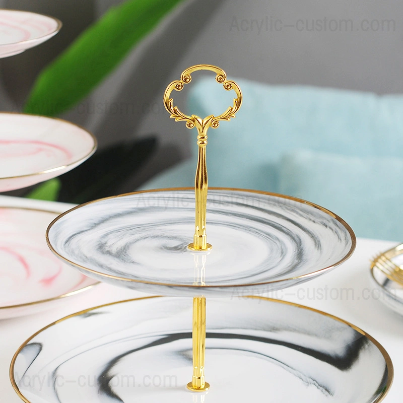 丸いマーブルケーキトレイスタンド-サービングトレイマーブル卸売 