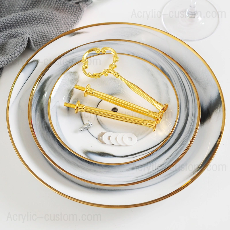 丸いマーブルケーキトレイスタンド-サービングトレイマーブル卸売 