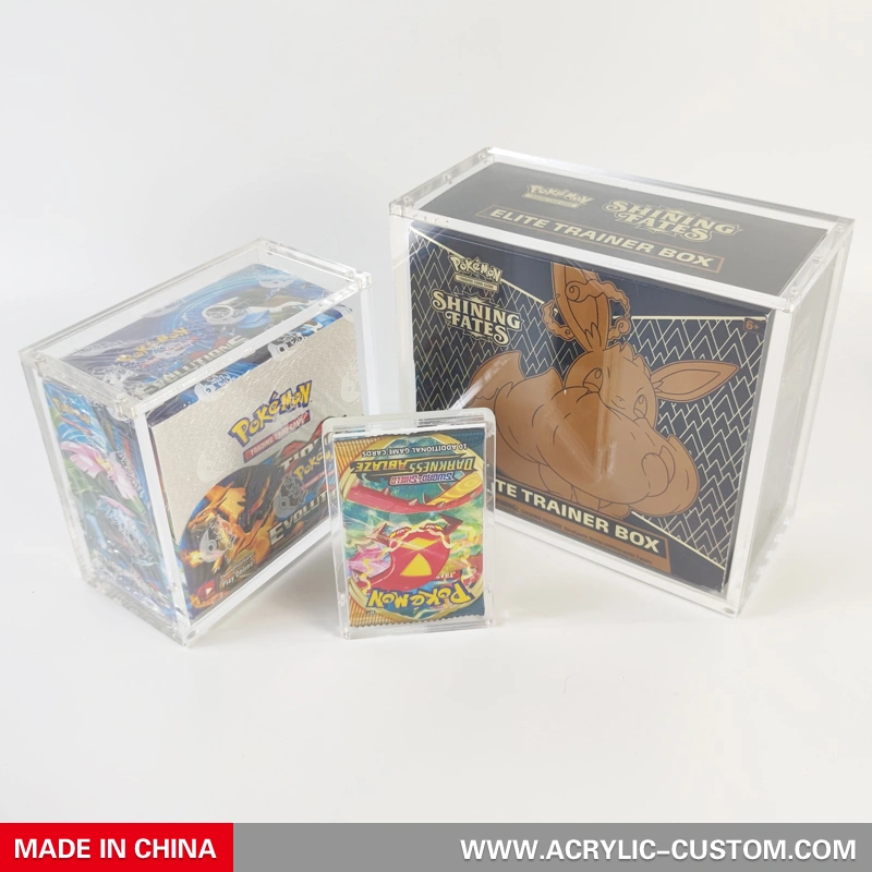 étui acrylique de boîte de carte à collectionner pokemon | boîte de charizard pokemon élite