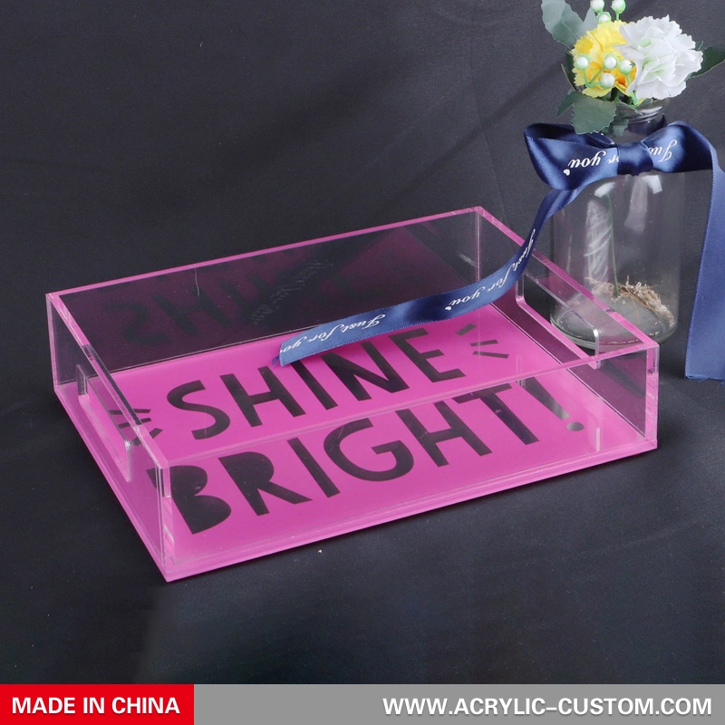 ルーサイトトレイ-ハンドル付きのサービングアクリルトレイ 