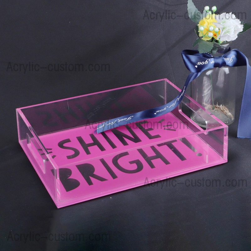 ルーサイトトレイ-ハンドル付きのサービングアクリルトレイ 