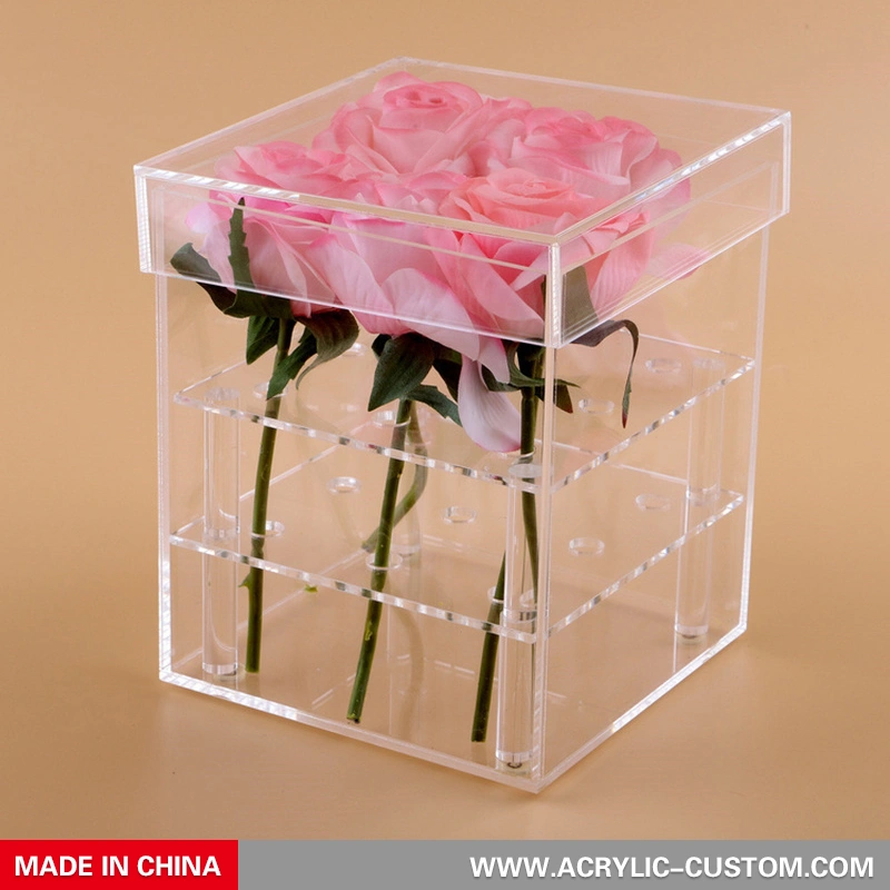 モダンローズボックスアクリルフラワーボックスパッケージボックス-アクリル-custom.com 