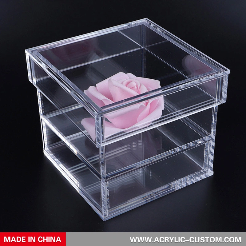 クリアローズフラワーボックス穴あきアクリルディスプレイボックス-アクリル-custom.com 