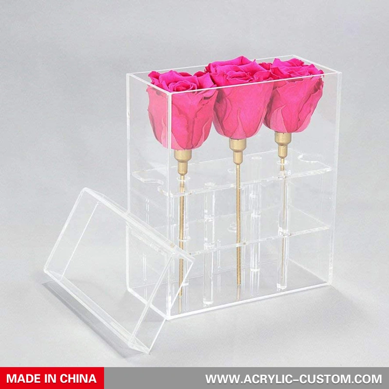  クリア3穴バラギフトボックスアクリルボックスカスタム-アクリル-custom.com 