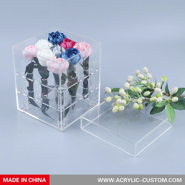 новая акриловая коробка на 9 роз с крышкой - акрил-custom.com