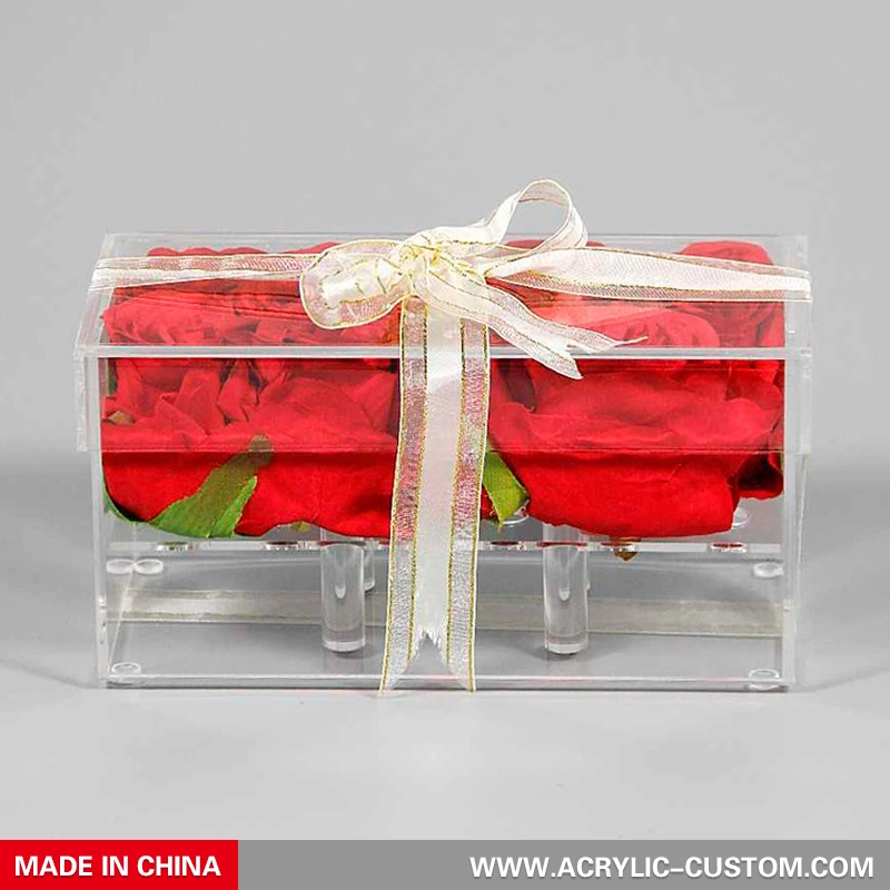 коробка из плексигласа прозрачная упаковочная коробка для цветов розы | производитель акрила на заказ