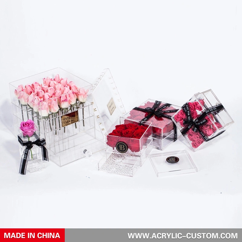 Custom Acrylic Flower Box Clear Rose Packaging Box | Acrylic Custom Manufacturer