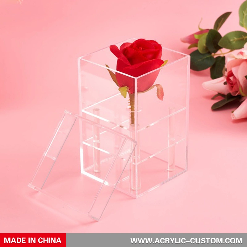الاكريليك زهرة مربع ديكور الزفاف مربع هدية واضحة | مصنع الاكريليك المخصص