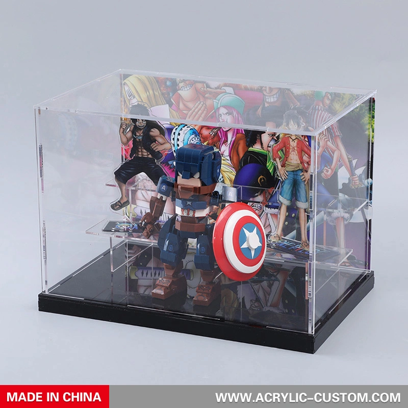 Vitrina transparente modelo lego con póster - Acrylic-custom.com 