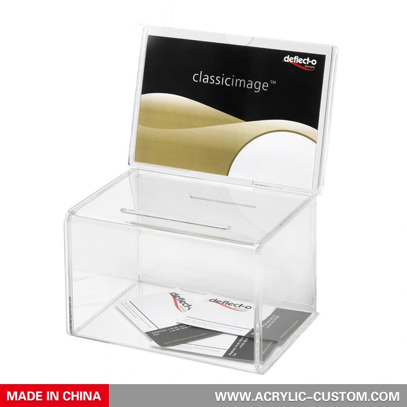 Ballot Box with Lock And Sign Advertising Holder | Acrylic Custom Manufacturer