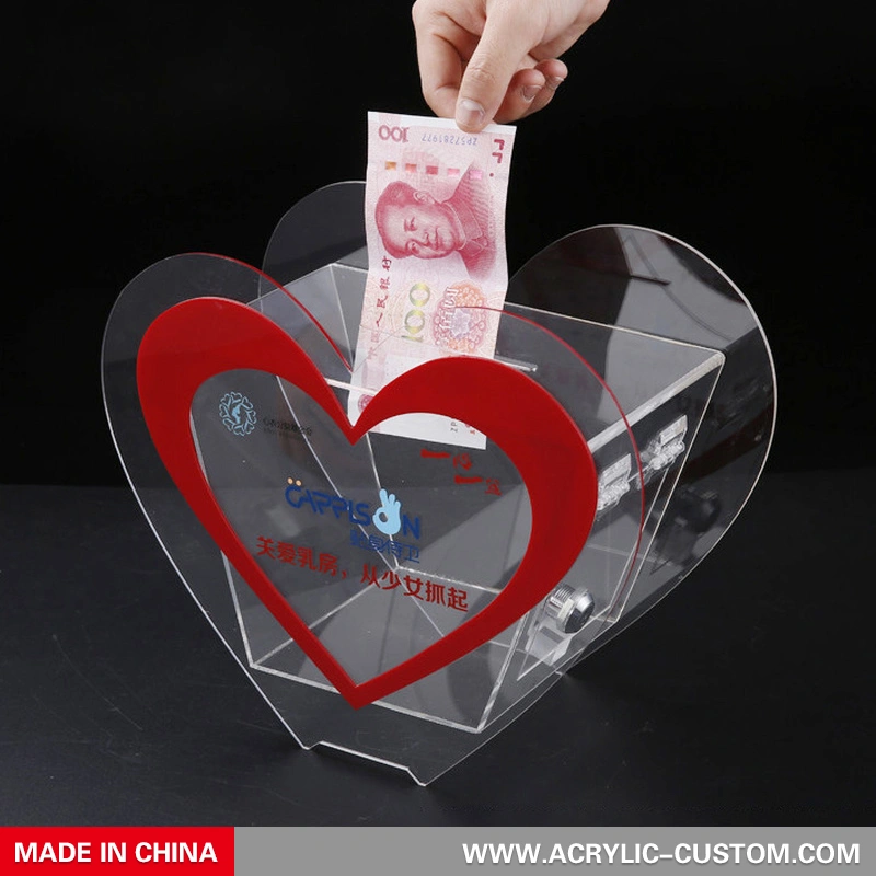 クリアチャリティー募金箱アクリルコインボックス| アクリルカスタムメーカー