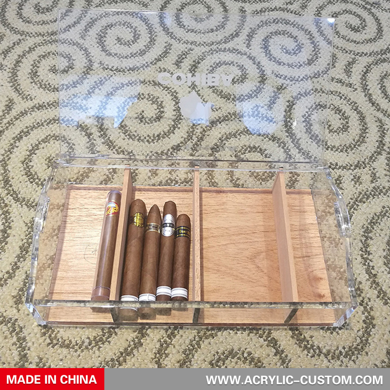 Wholesale Acrylic Humidors, Clear Cigar Boxes with Custom Logo