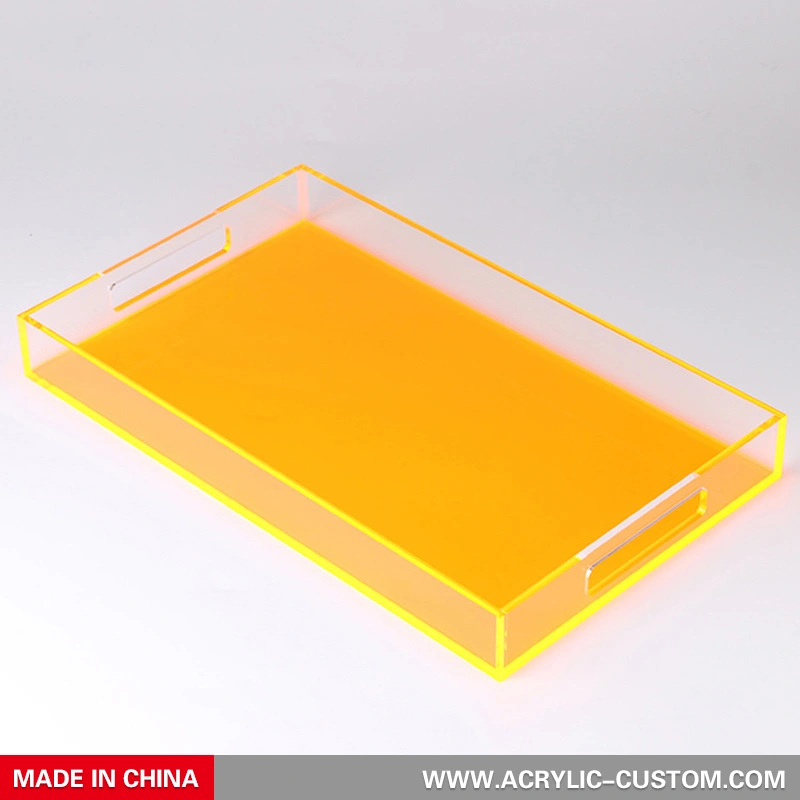 plateau de service transparent orange | fabricant personnalisé acrylique