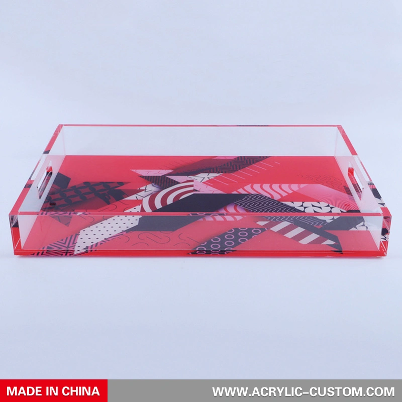 صينية خدمة أكريليك شفافة بنمط أحمر | مصنع الاكريليك المخصص