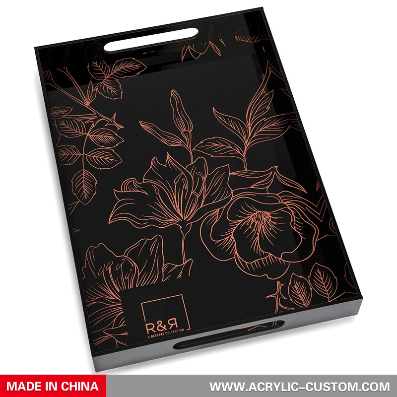 Black Tray With Handle - Acrylic Decorative Tray