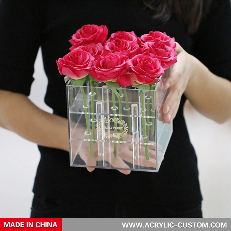Коробки для цветов роз с 9 отверстиями и ящиком из прозрачного акрила - акрил-custom.com