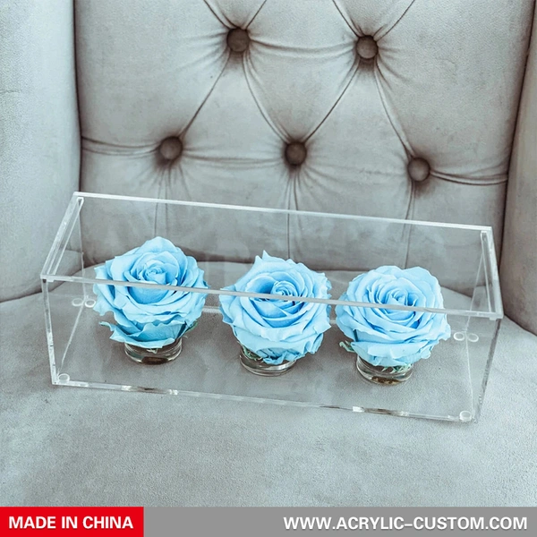 Waterproof Rose Box Acrylic 3 Hole Flower Boxes - Acrylic-custom.com