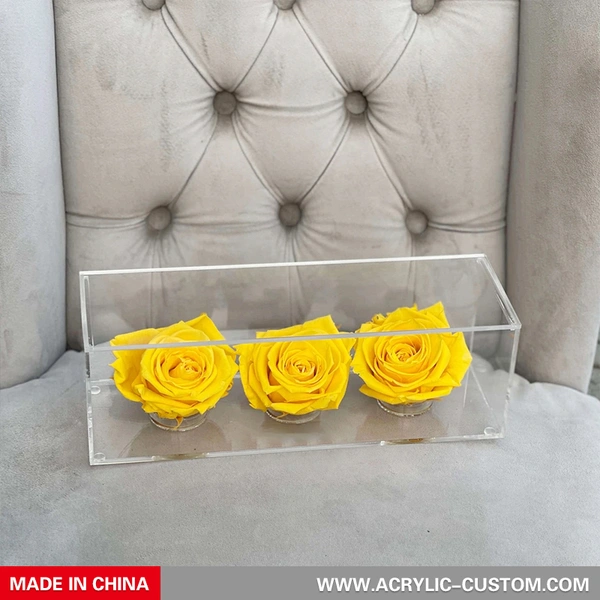 Waterproof Rose Box Acrylic 3 Hole Flower Boxes - Acrylic-custom.com