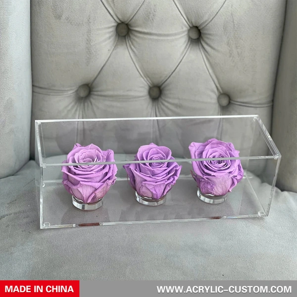 Waterproof Rose Box Acrylic 3 Hole Flower Boxes - Acrylic-custom.com