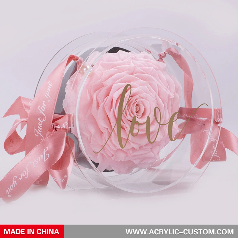 ラウンドアクリルクリアローズフラワーボックス-アクリル-custom.com 