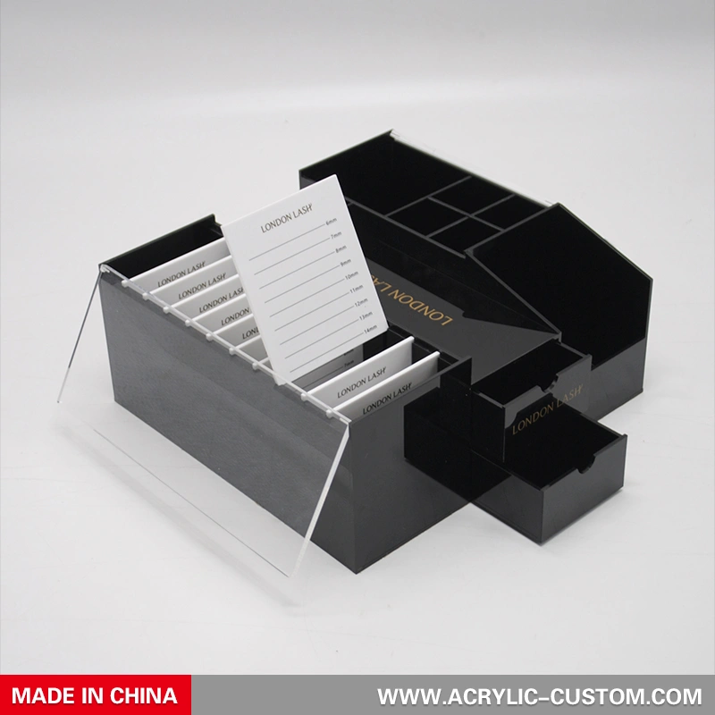 ピンセットホルダー穴付きアクリルラッシュオーガナイザー-まつげエクステ 