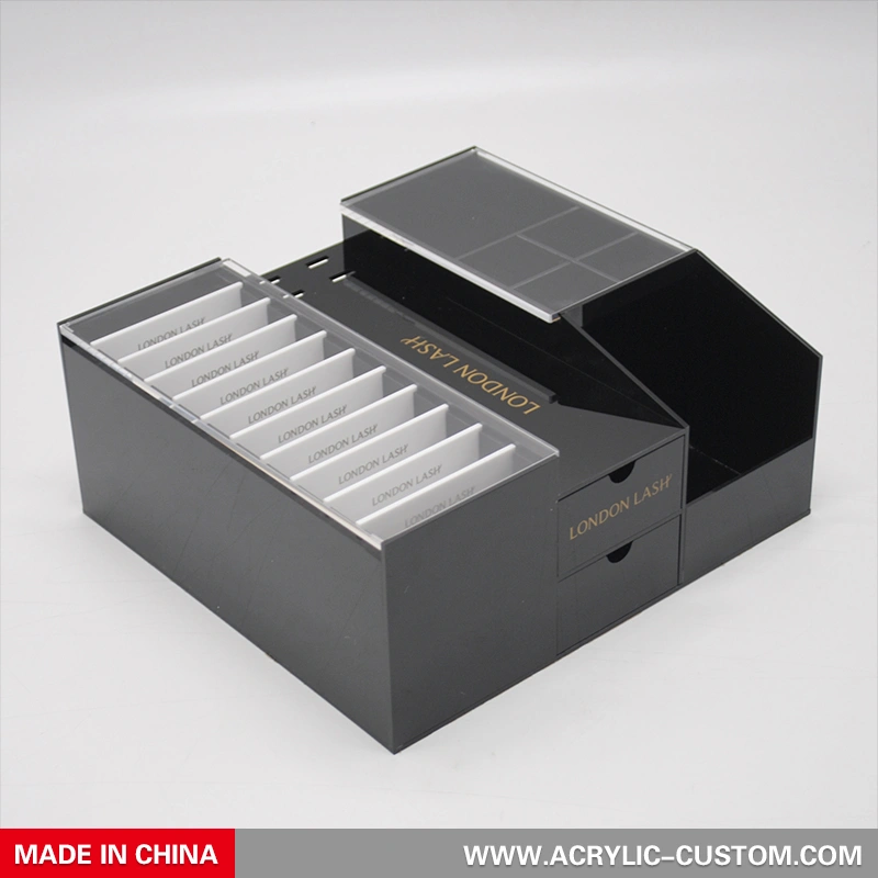 ピンセットホルダー穴付きアクリルラッシュオーガナイザー-まつげエクステ 