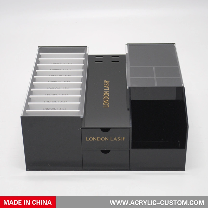 ピンセットホルダー穴付きアクリルラッシュオーガナイザー-まつげエクステ 