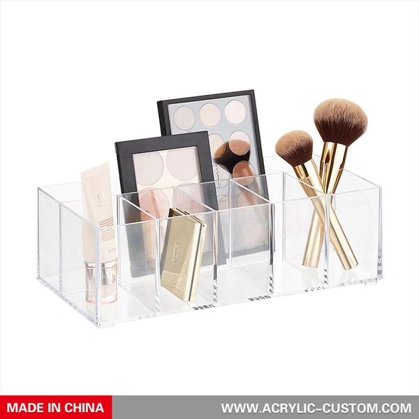 透明アクリル化粧オーガナイザー、カウンタートップ化粧ブラシ収納