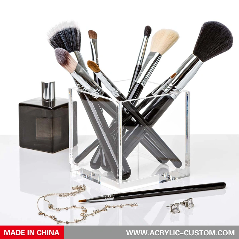 透明アクリル化粧オーガナイザー、カウンタートップ化粧ブラシ収納 